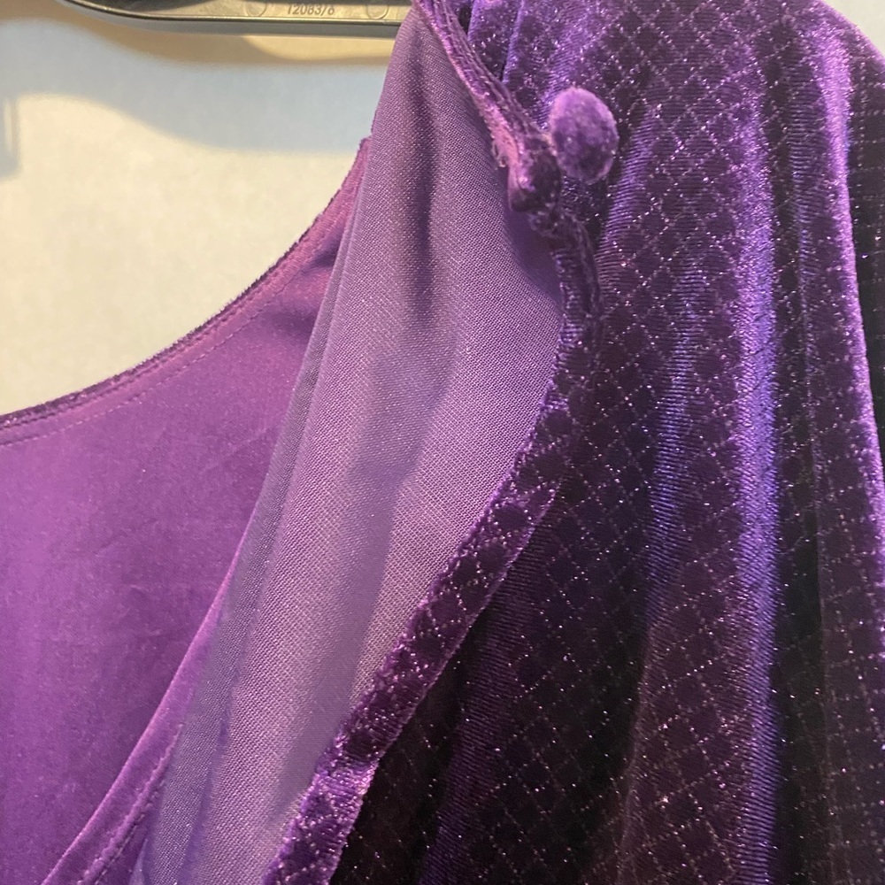 NWT Jessica Howard Purple Glitter Velvet Cocktail Dress Petite 10 Cape Sleeve - Picture 11 of 15